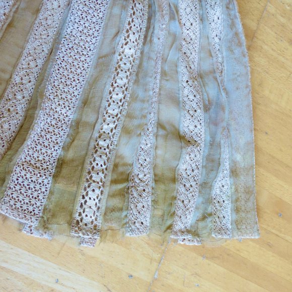 ODILLE silk cotton lace midi skirt retro bohemian S 4 - Picture 2 of 4